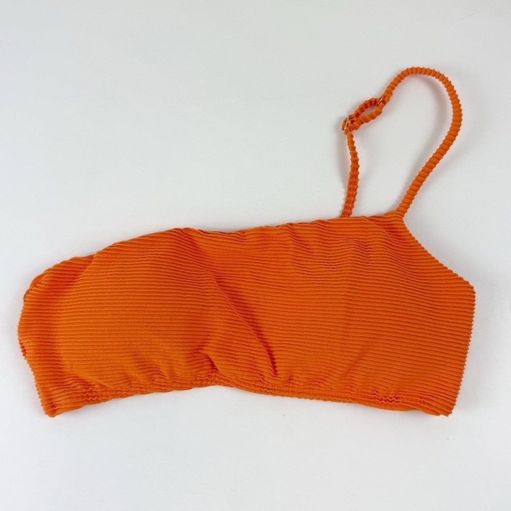 VIX Paula Hermanny Bikini Top Womens Size Large Orange Ribbed One Strap